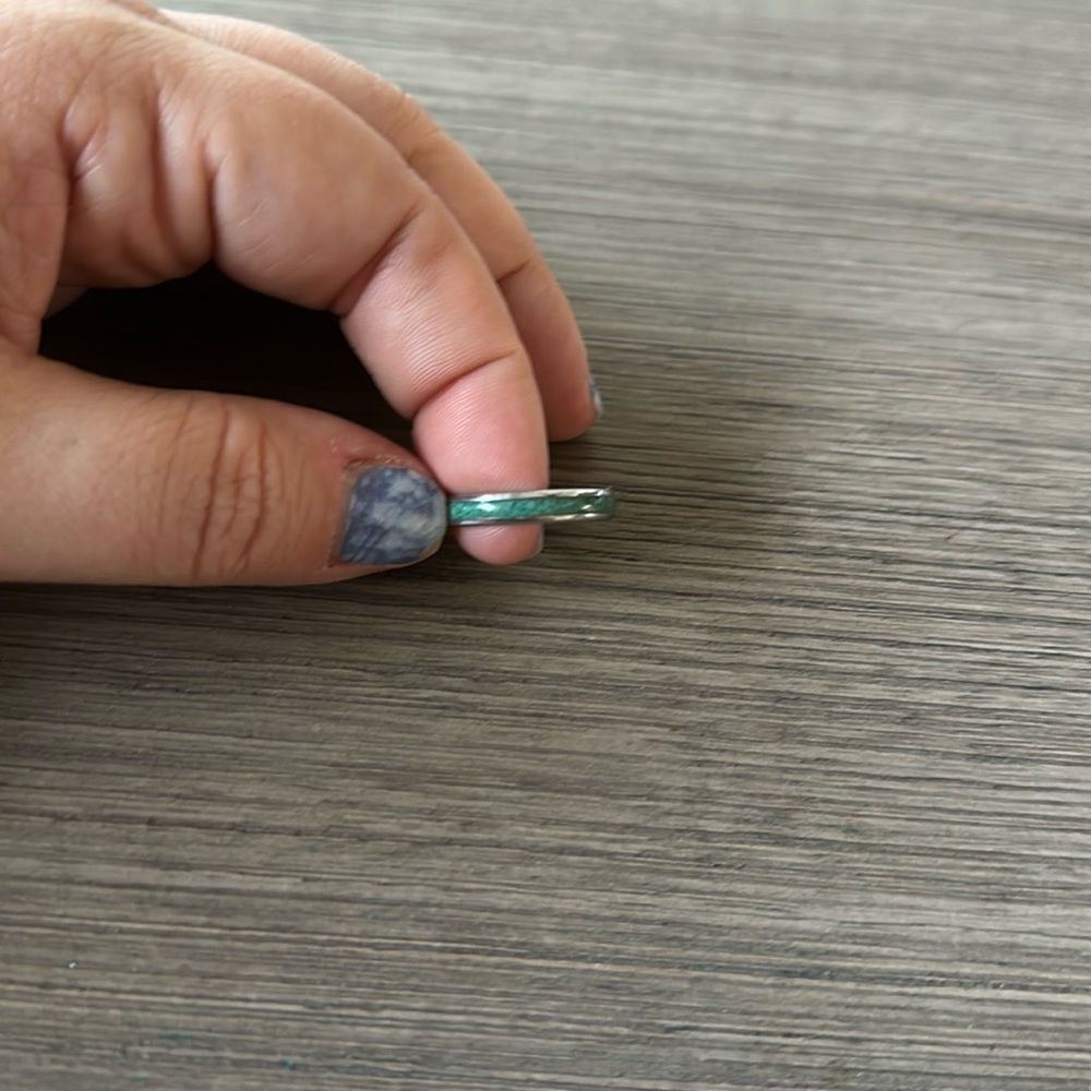 Silver Green Stone ring